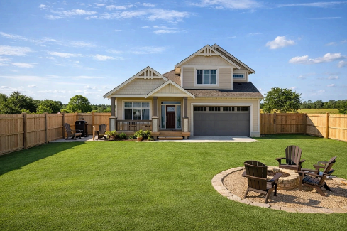 Well-maintained backyard in Conroe, Texas