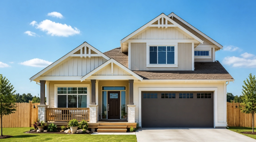Single-family home exterior in daylight