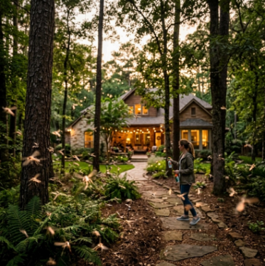 Woodlands backyard where early mosquito activity can build